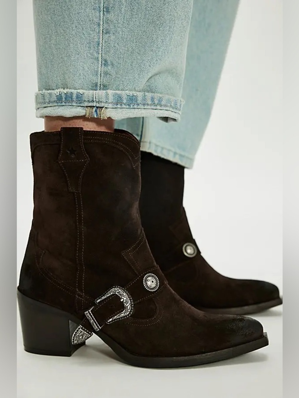 Free People Lady Lonestar Western Boots Chocolate Brown